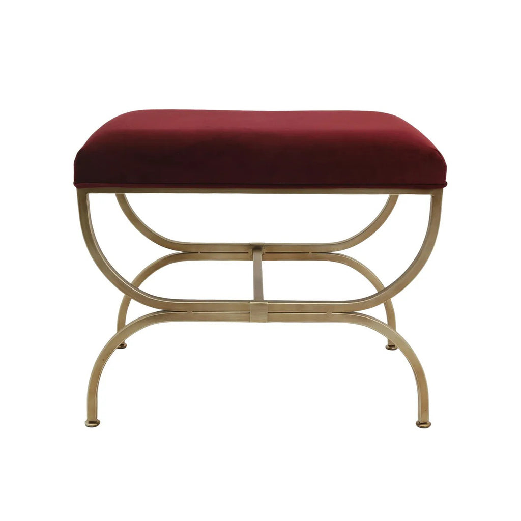 Novak Antique Gold Iron Stool - Mulberry Velvet