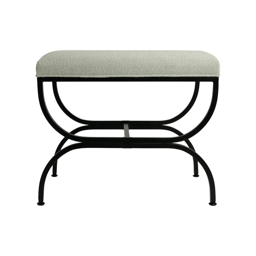 Novak Black Iron Stool - Speckled Ecru