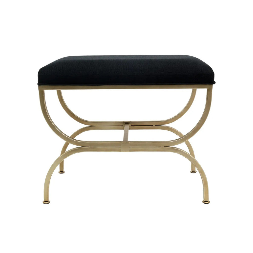 Novak Antique Gold Iron Stool - Black Linen