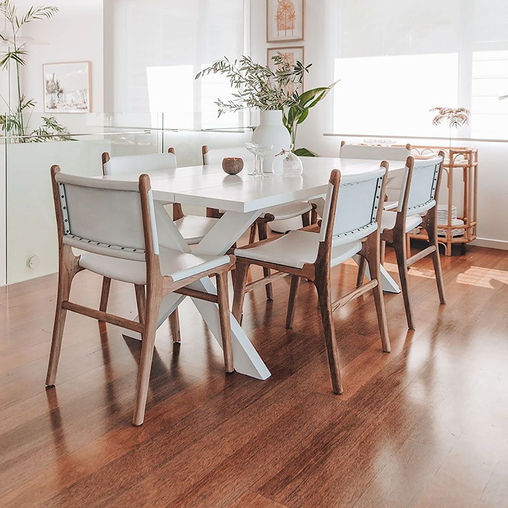 Pasadena White Chairs with White Dining Table