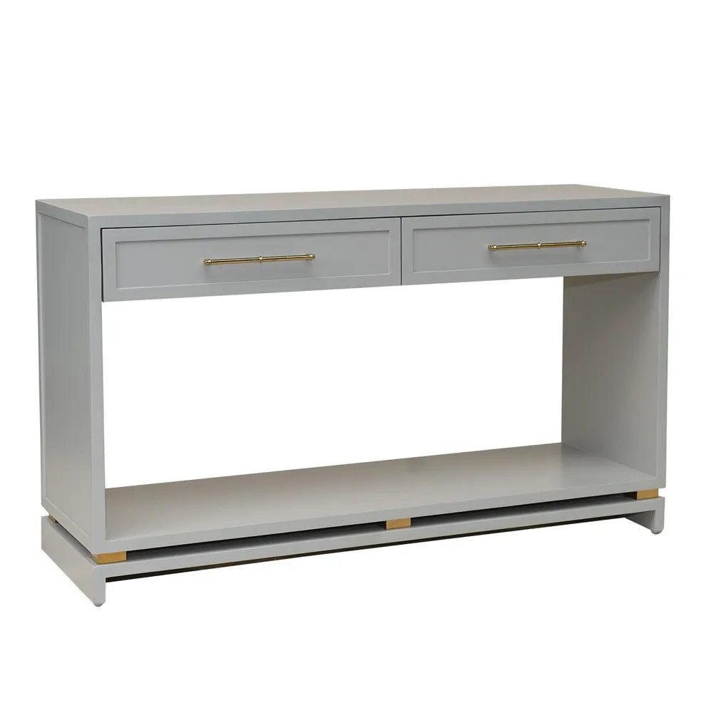 Pearl Grey Console Table - Gold Handles