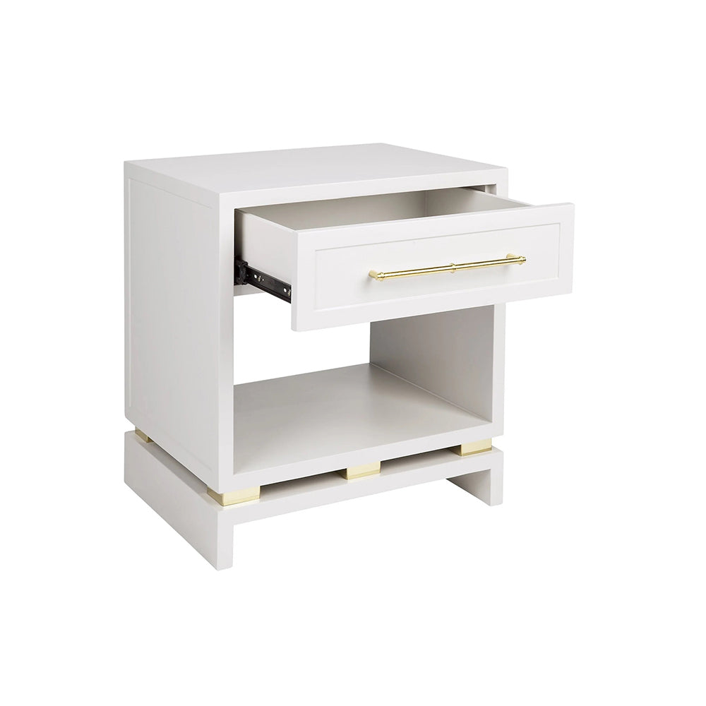 Pearl Luxury Small Bedside Table - Grey | Hamptons Bedside Table
