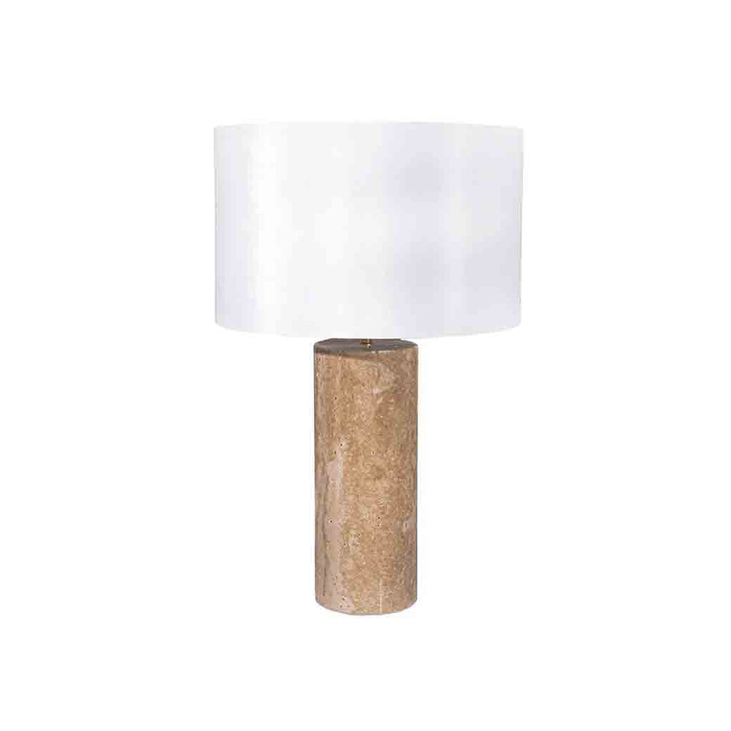 Pisano Travertine Table Lamp - White Shade