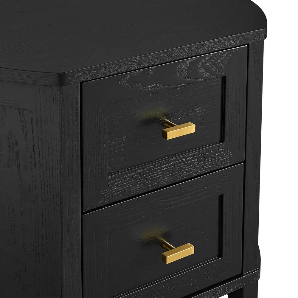 Portofino Curved Bedside Table - Black