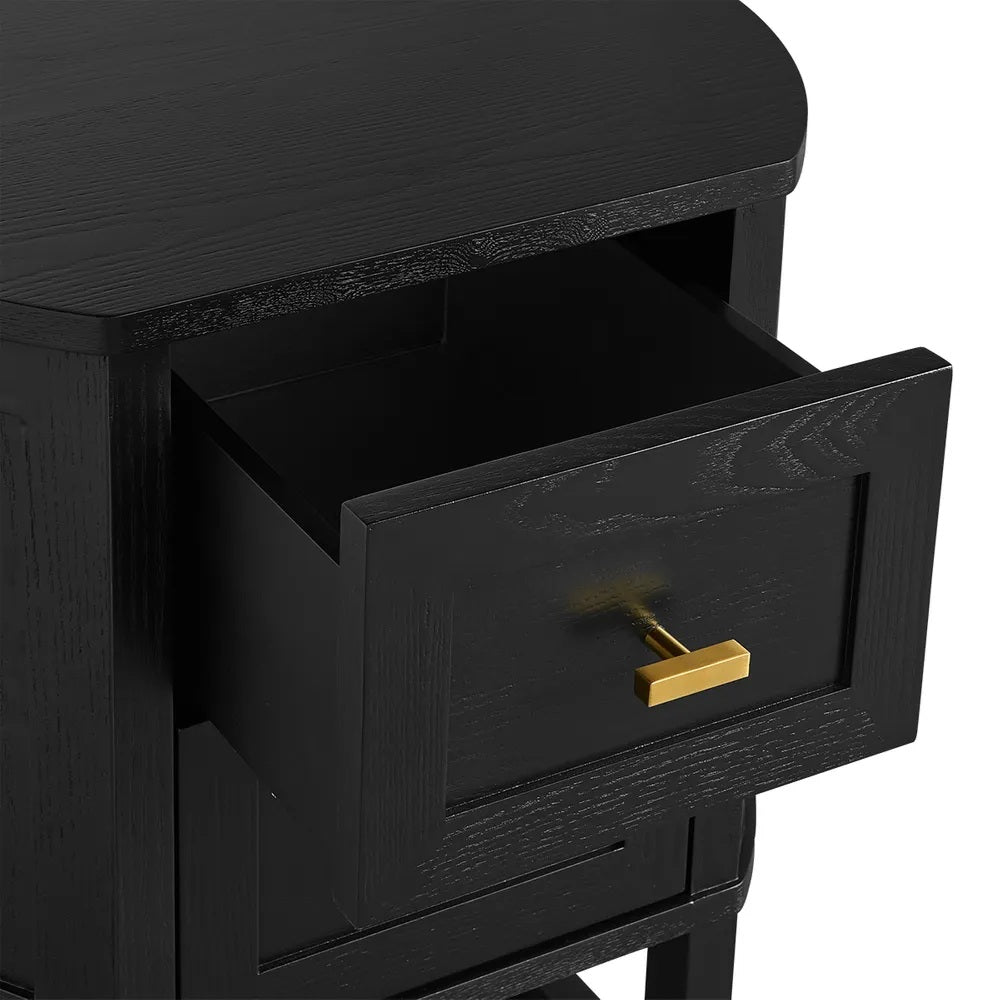Portofino Curved Bedside Table - Black