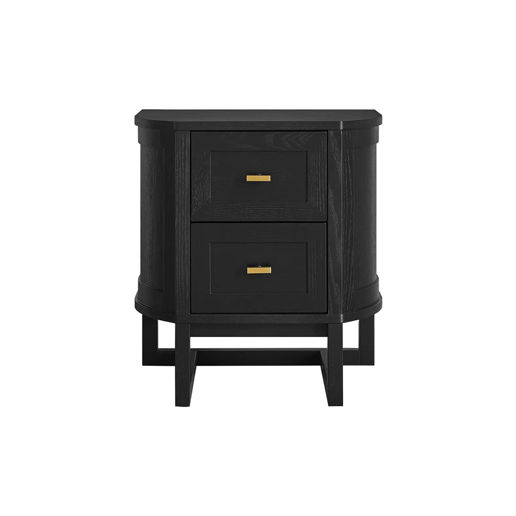 Portofino Curved Bedside Table - Black