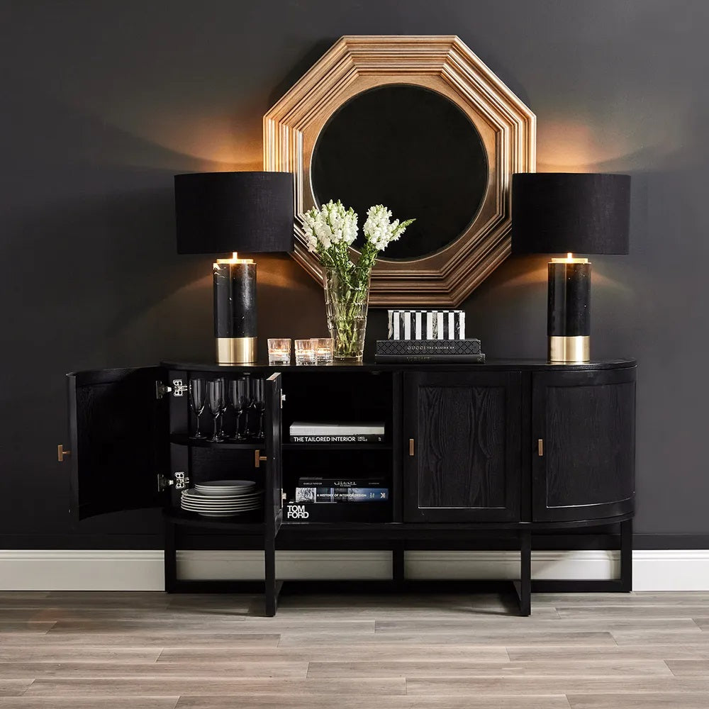 Portofino Curved Black Buffet Cabinet Bold, Beautiful, and Built