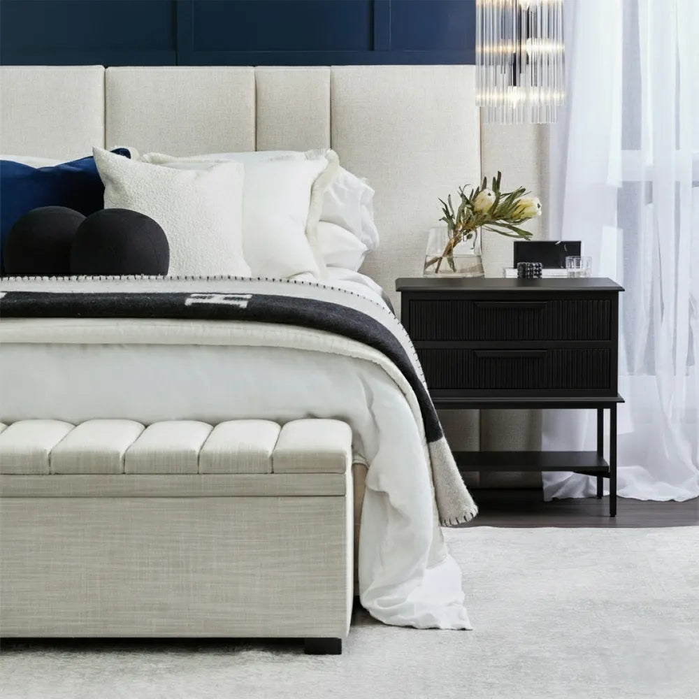 Ripple Bedside Table All Black - Large