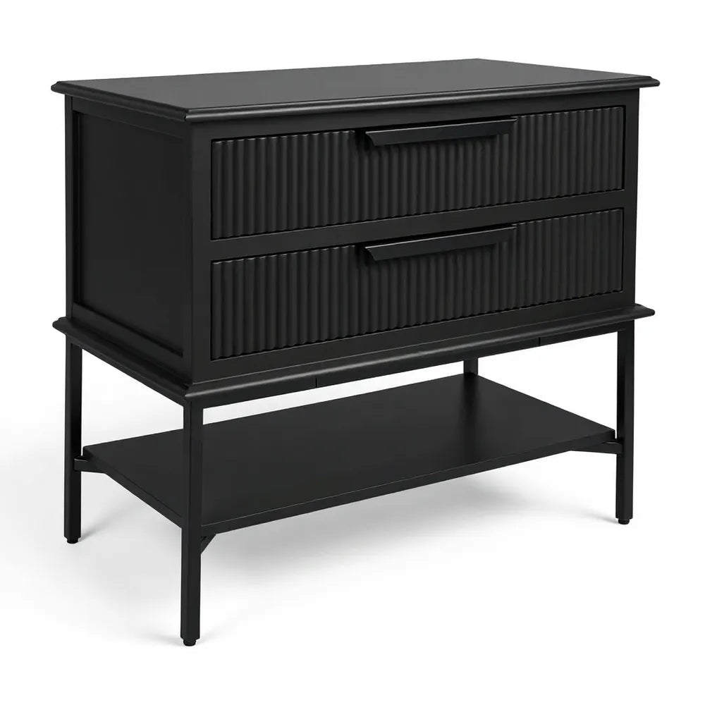 Ripple Bedside Table All Black - Large