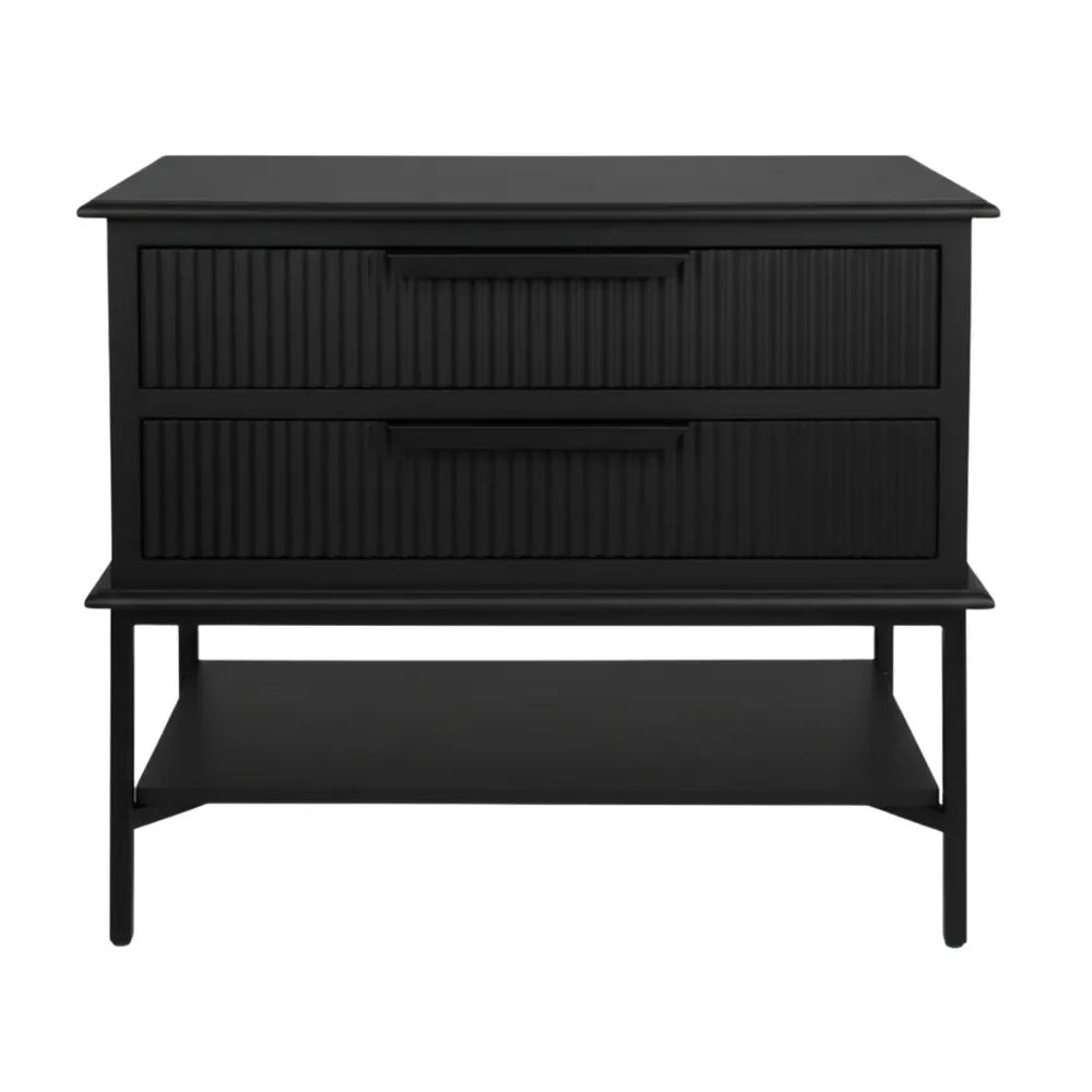 Ripple Bedside Table All Black - Large