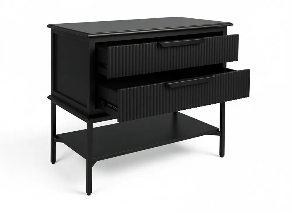 Ripple Bedside Table All Black - Large