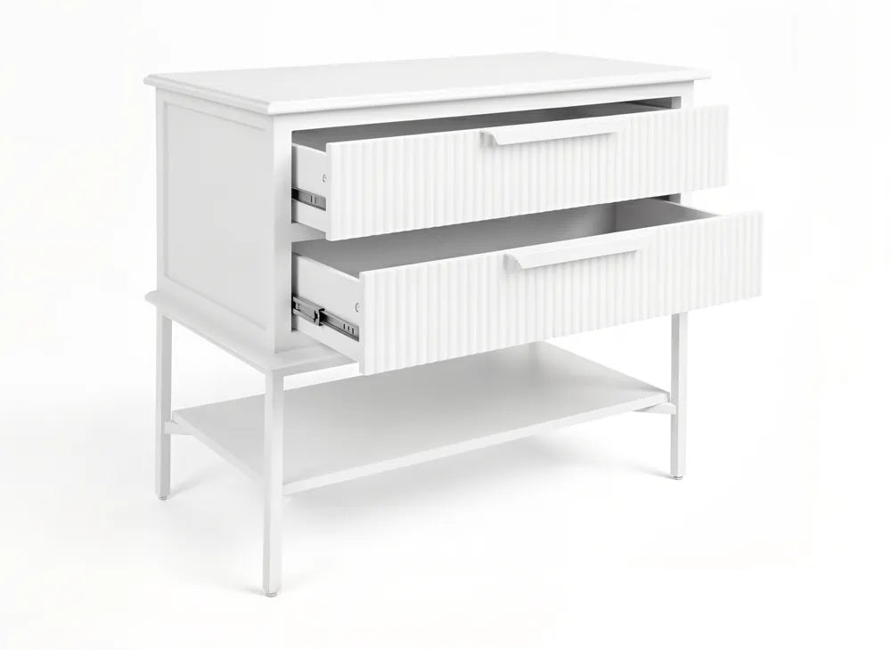 Ripple Bedside Table All White - Large