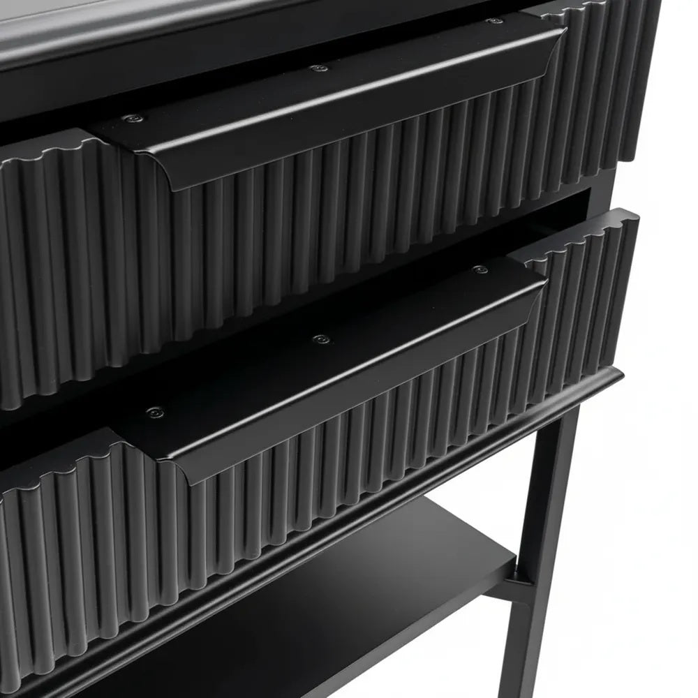Ripple Bedside Table All Black - Small