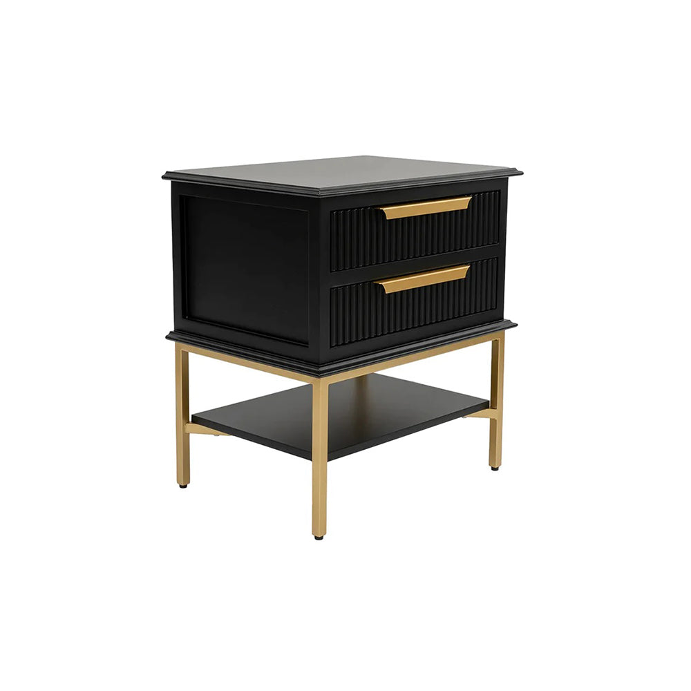 Ripple Black and Gold Bedside Table