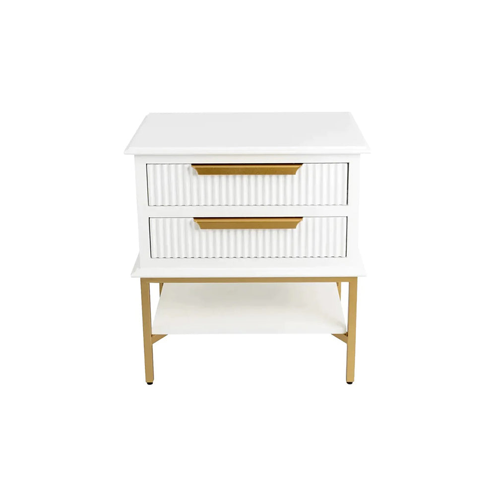Ripple Luxury Bedside Table - Small White