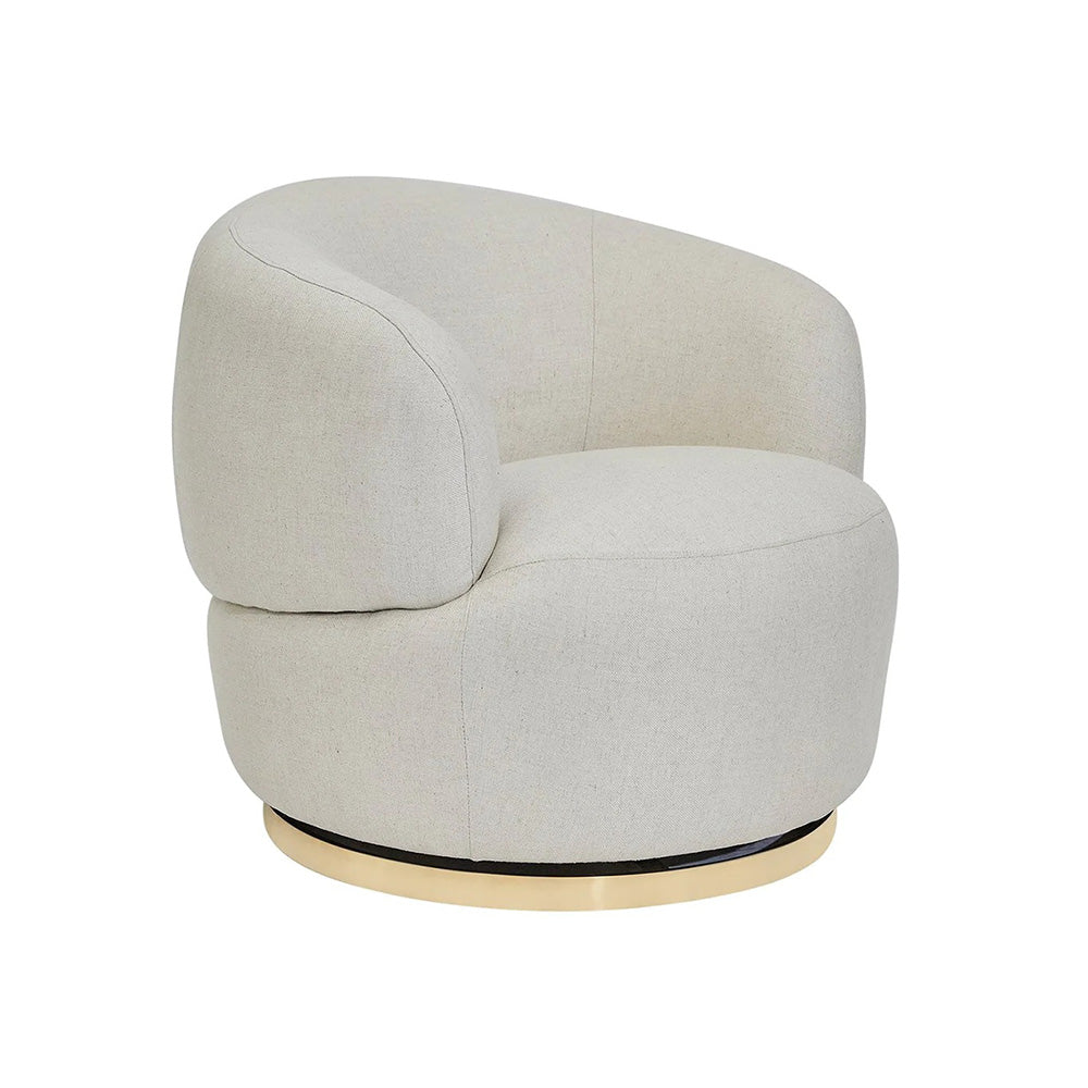 Tubby Natural Linen Swivel Chair - Art Deco Armchair