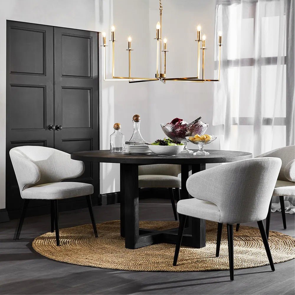 Harlow Black Dining Chair Natural Linen – Attica House