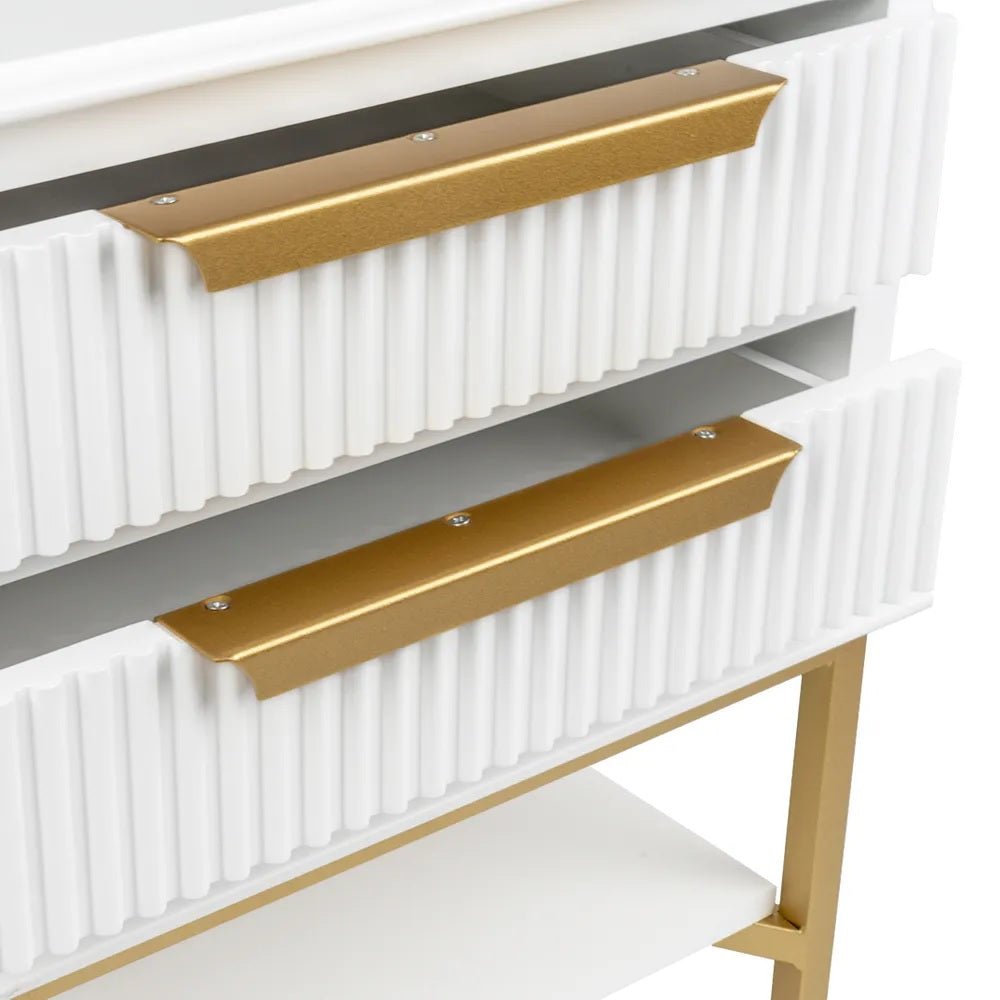 White Ribbed Rounded Bedside Table Perth Luxury Bedside Table & Nightstand | Ripple - Small White – Attica House