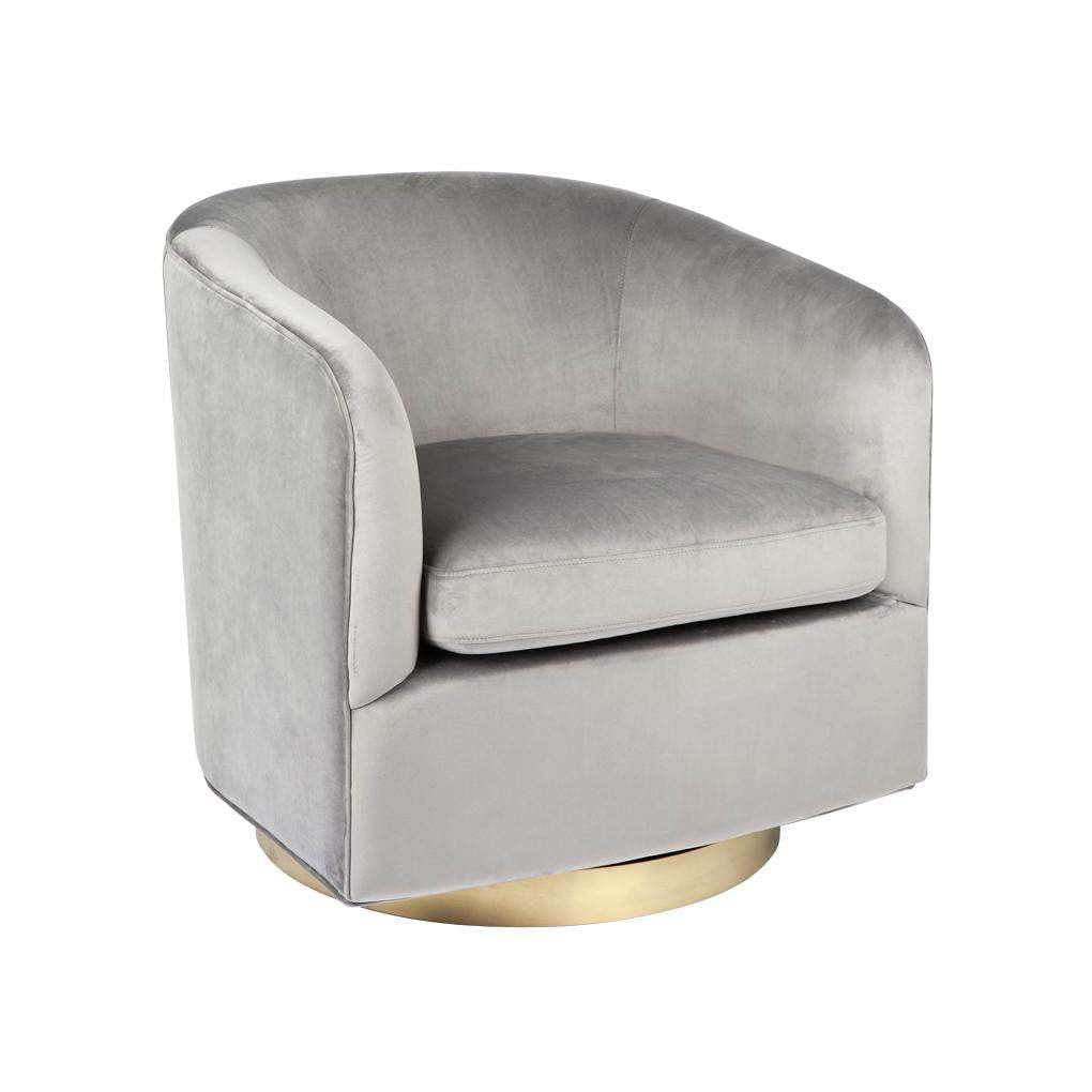 Belvedere Swivel Velvet Armchair - Charcoal