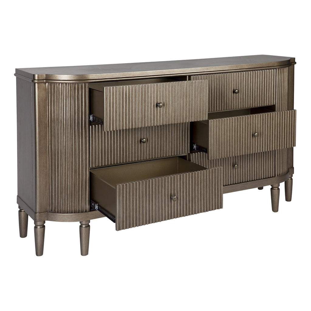 Arienne 6 Drawer antique Gold Chest | Gold Art Deco Chest of Drawers