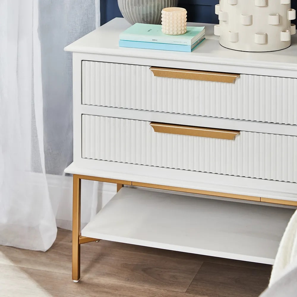 Ripple Bedside Table White - Large | Modern Furniture