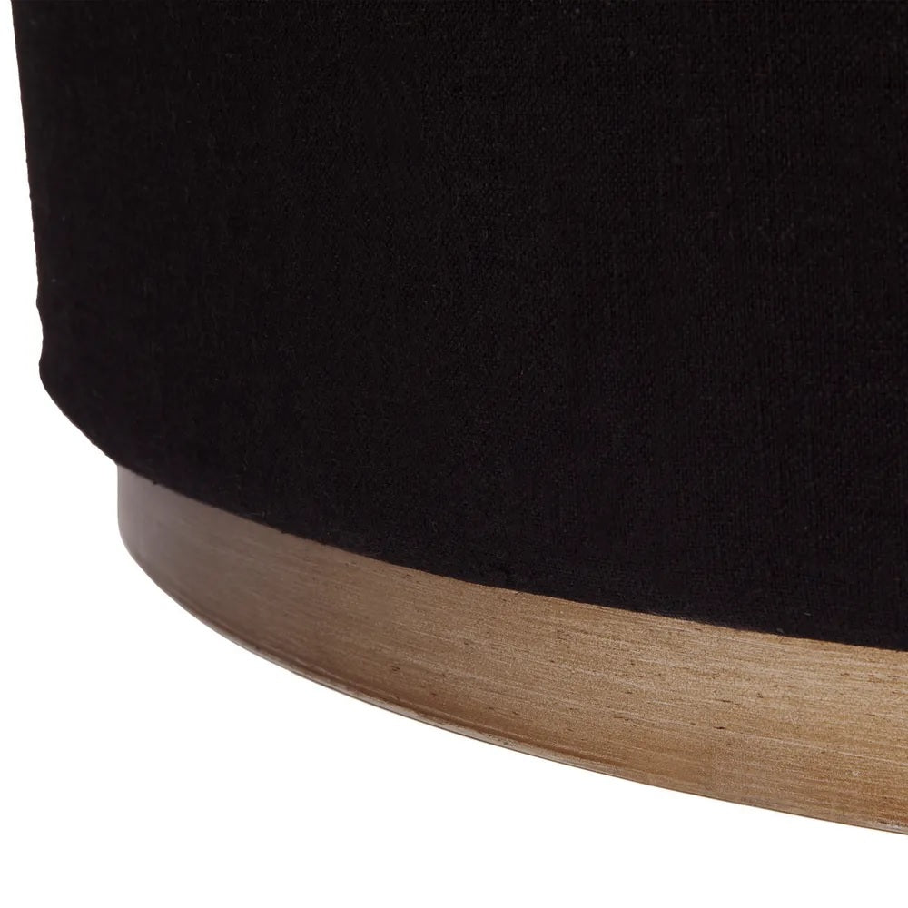 Ansell Round Ottoman - Black Linen