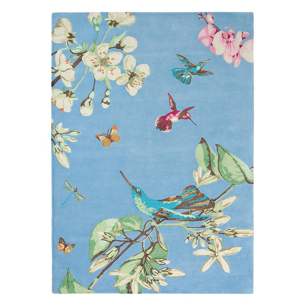 Blue Hummingbird Rug | Designer Rug