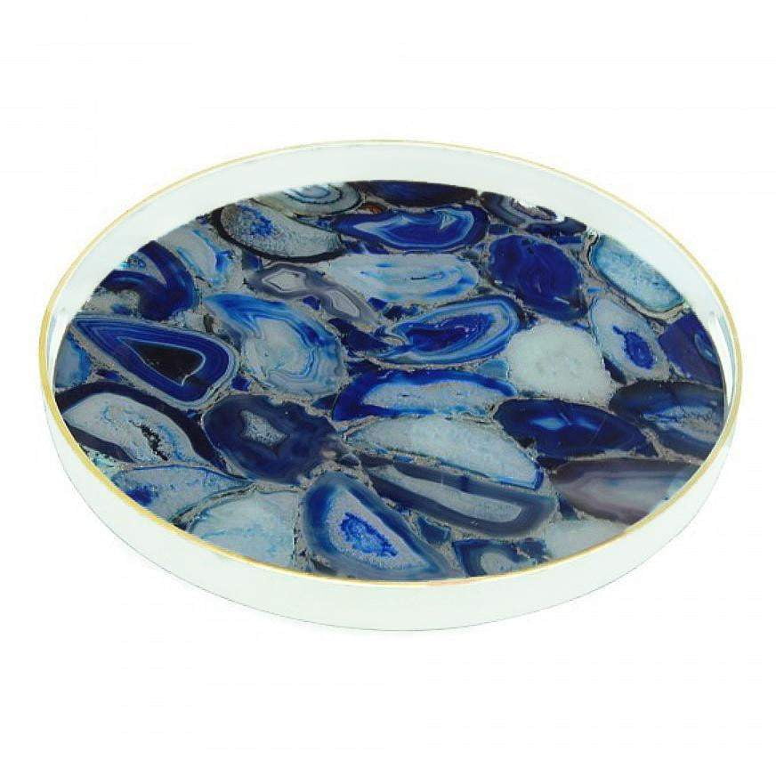 Blue Agate Round Luxury Tray