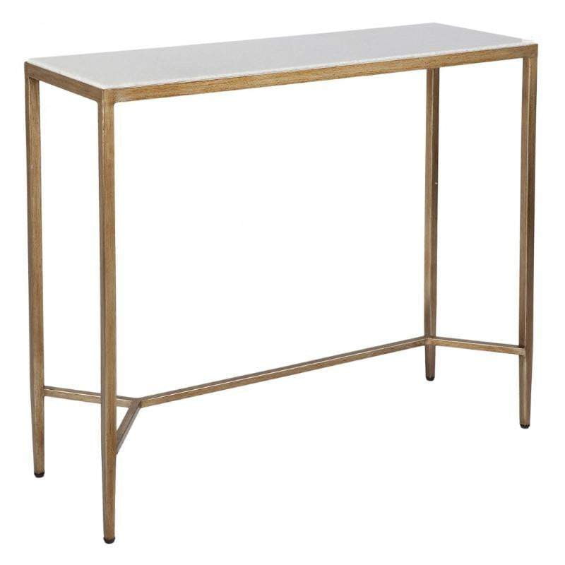 Chloe Gold Console Table Small | White Top Console Table