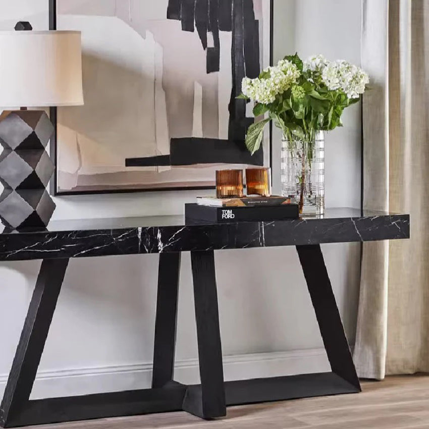 Ebony Black Marble Console Table | Marble Console Table
