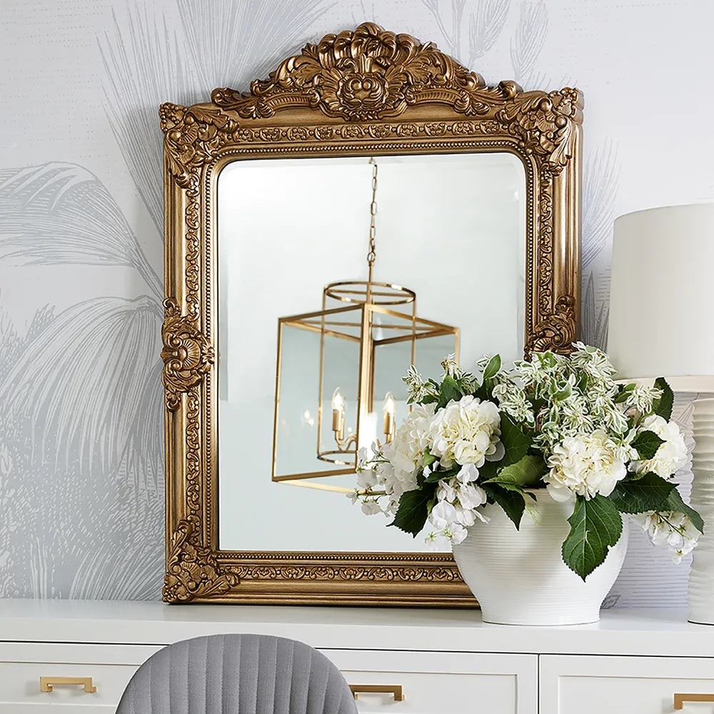 Elyssa Antique Wall Mirror - Gold | Living Room Mirrors