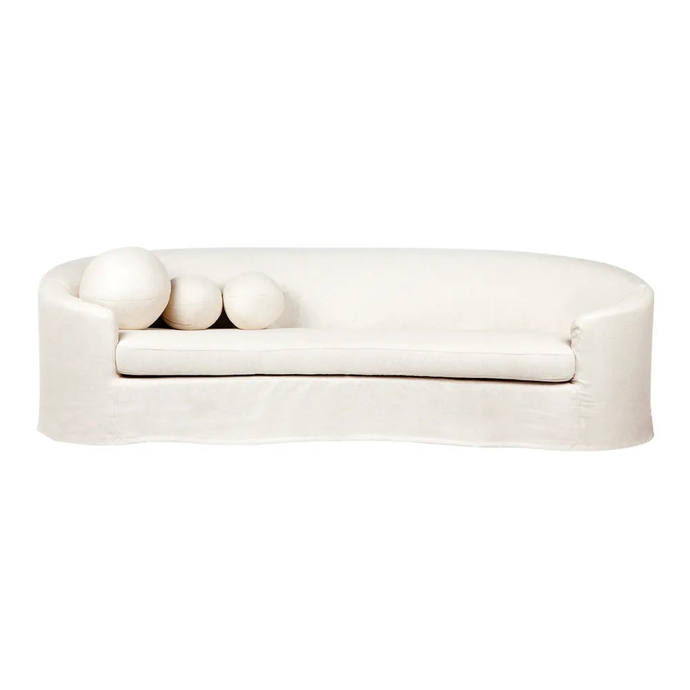 Elle 3-Seater Slip Cover Sofa - Natural Linen