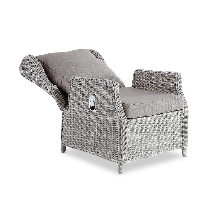 Ellis Reclining Lounge Chair - White Grey | Hamptons Outdoor Lounge Chairs
