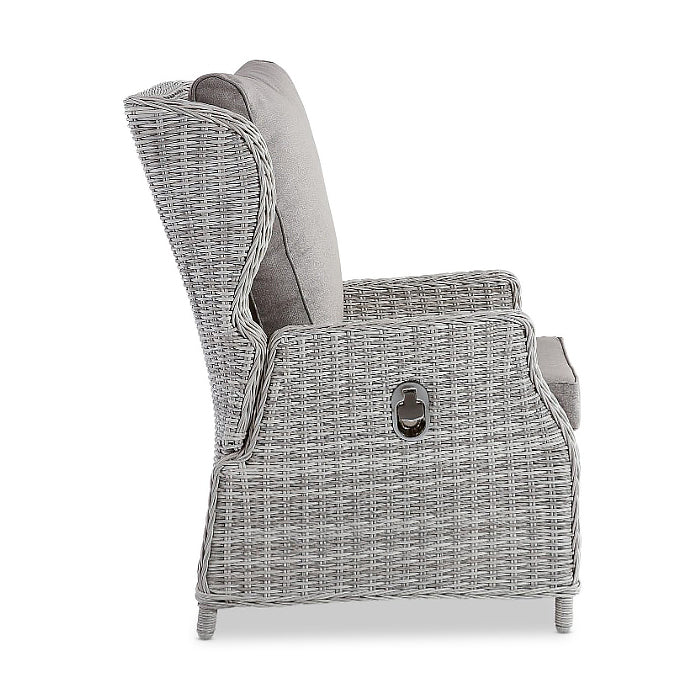 Ellis Reclining Lounge Chair - White Grey | Hamptons Outdoor Lounge Chairs