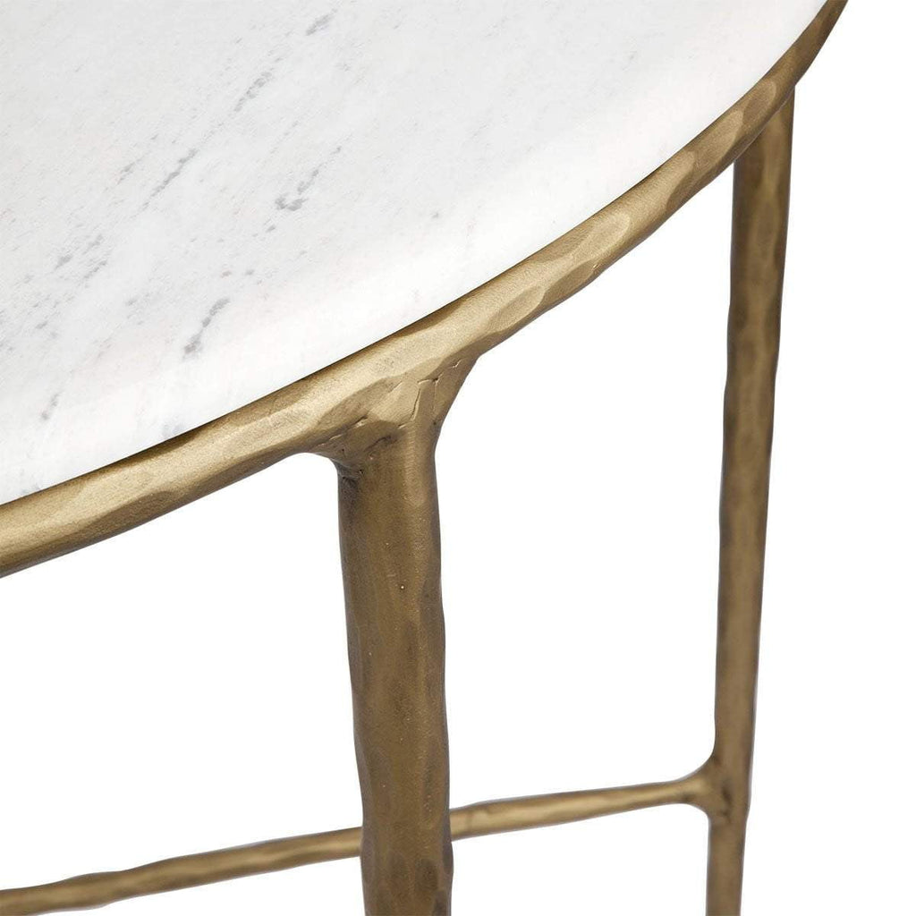 Heston Round Marble Console Table  - Brass | Round Marble Hallway Table