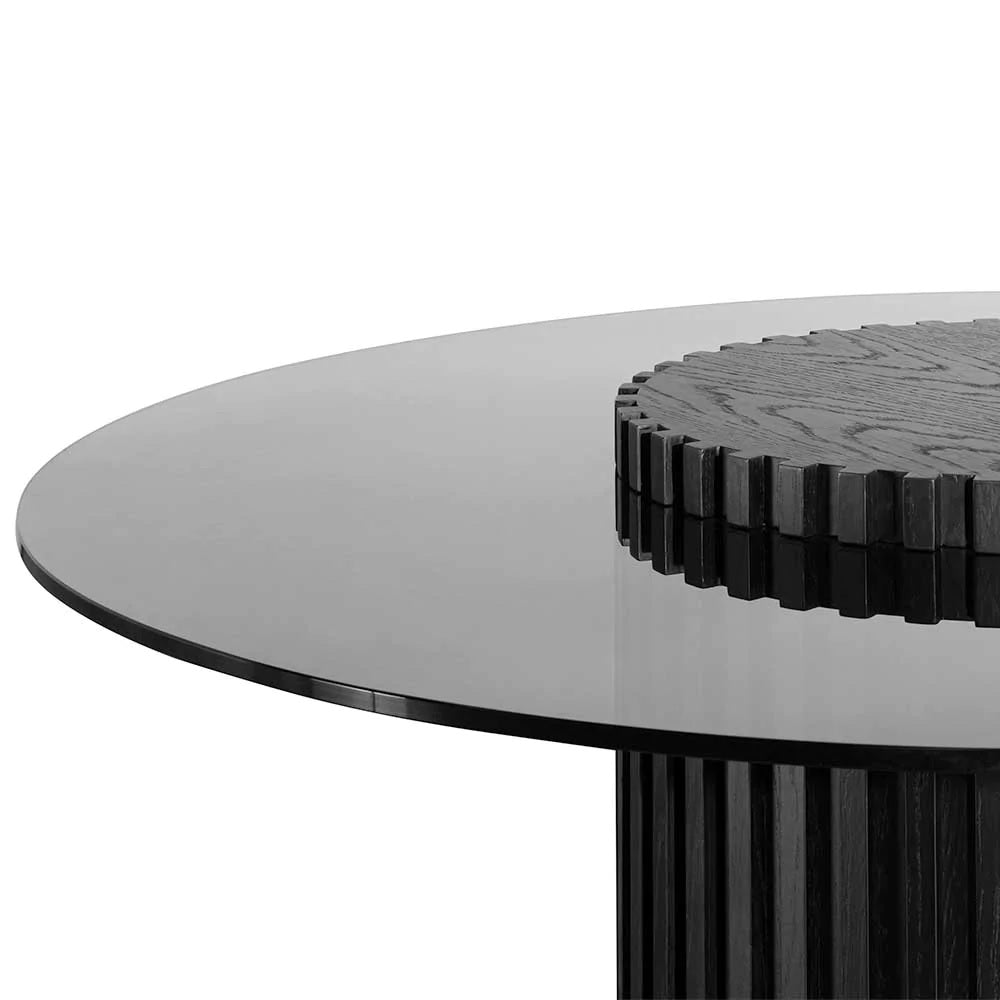 Hunter Glass Round Dining Table 1.2m - Black