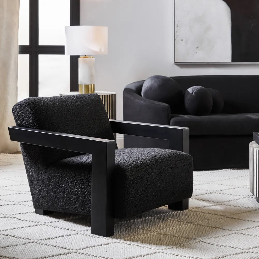 Morgan Black Boucle Armchair | Art Deco Furniture