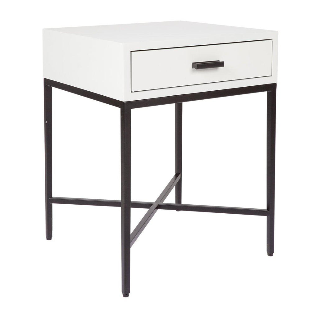 Noosa Small Luxury Bedside Table - White and Black