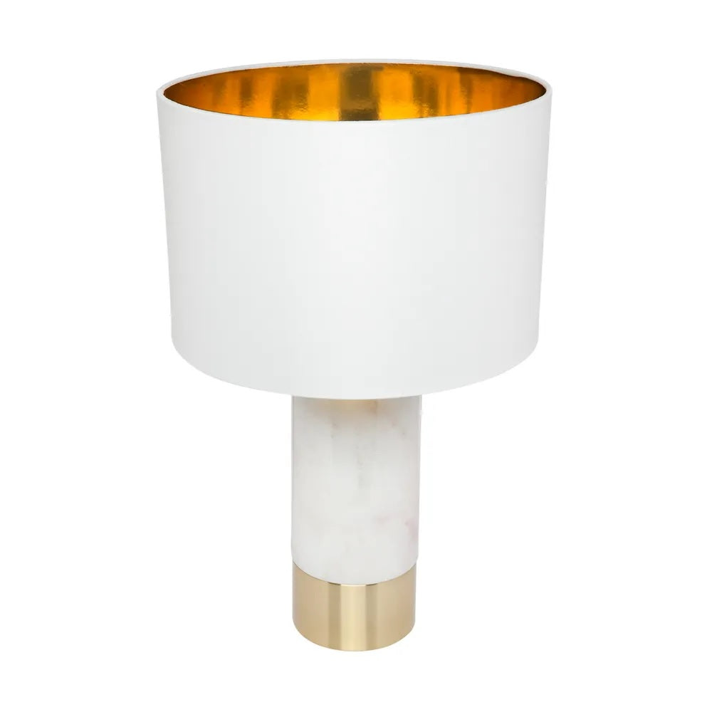 Paola White Marble Table Lamp - White Shade