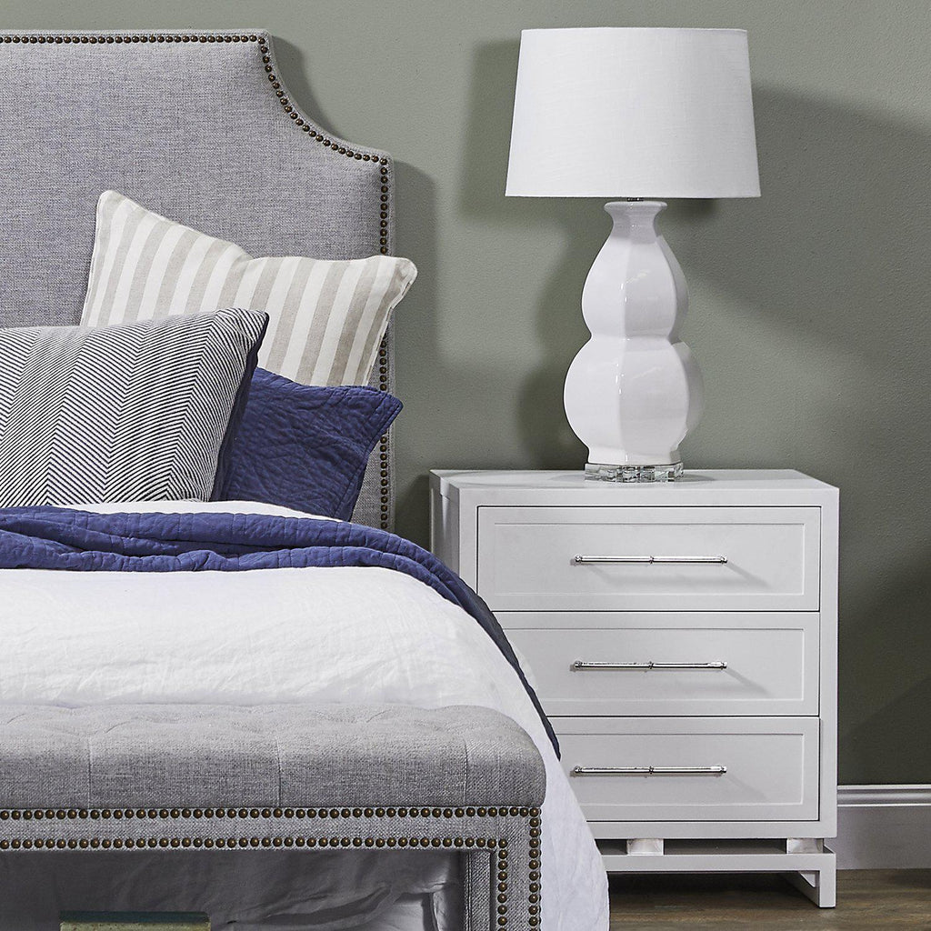 Pearl Hamptons Bedside Table - White | Large White Bedside Table 