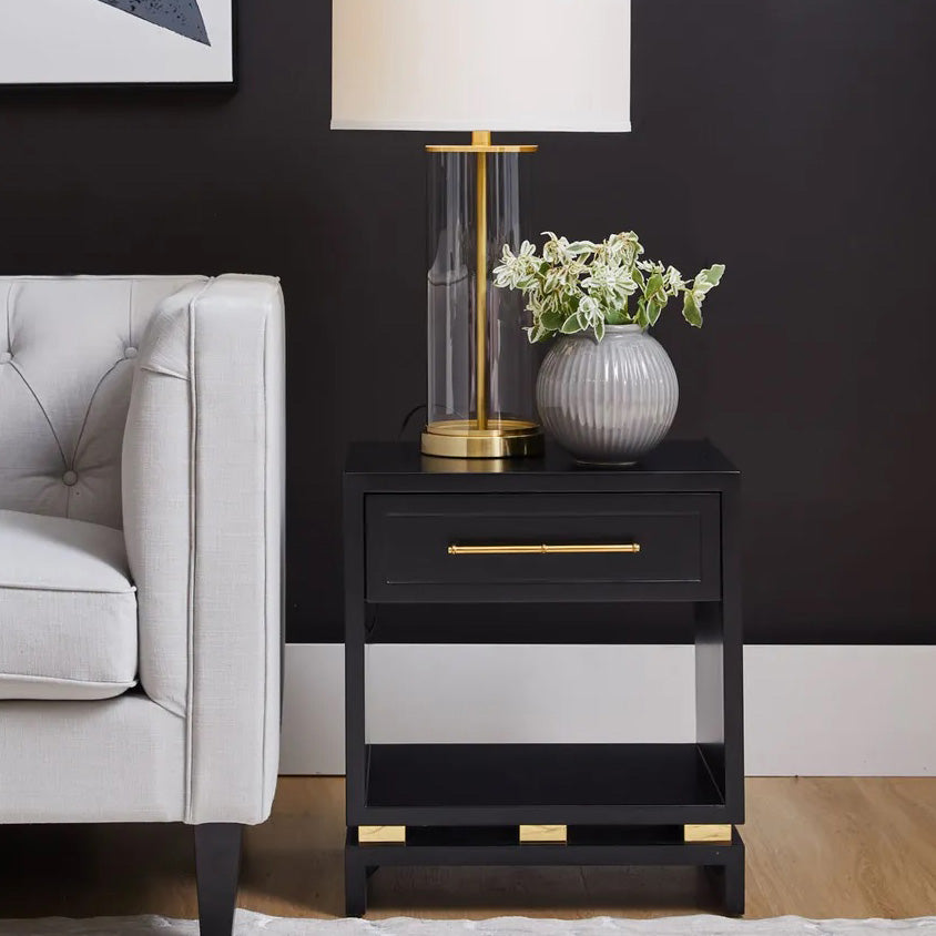 Pearl Small Black Bedside Table| Luxury bedside tables