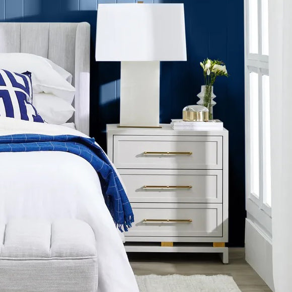 Pearl Luxury Bedside Table - Large Grey | Hamptons Bedside Table