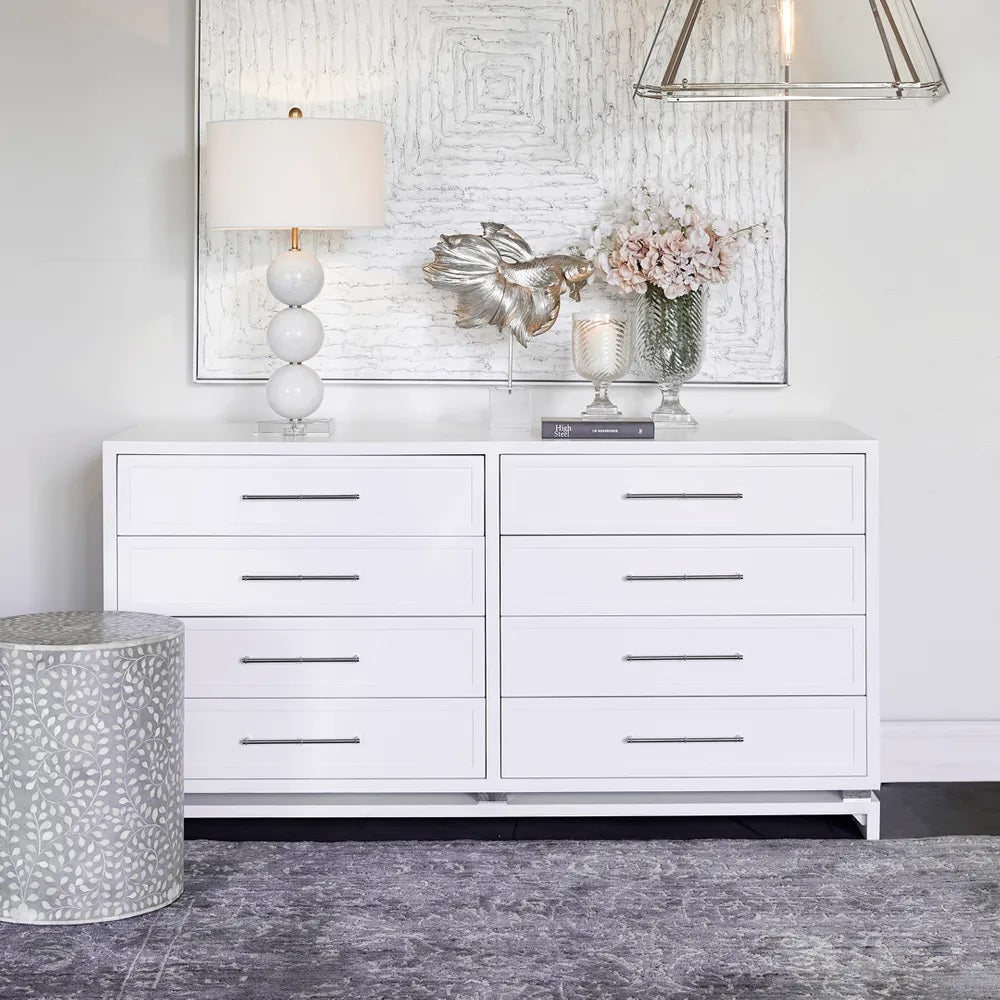 Pearl 8-Drawer Chest | White Chest of Drawers