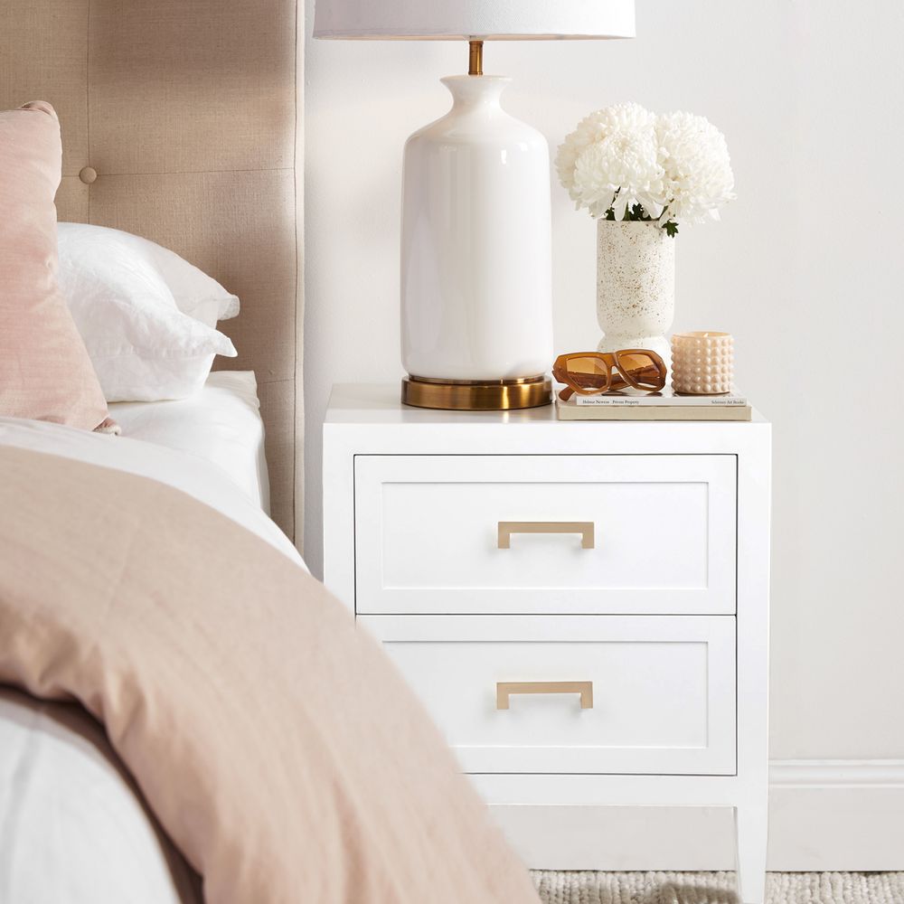 Sorrento Large White Bedside Table | Luxury Bedside Table