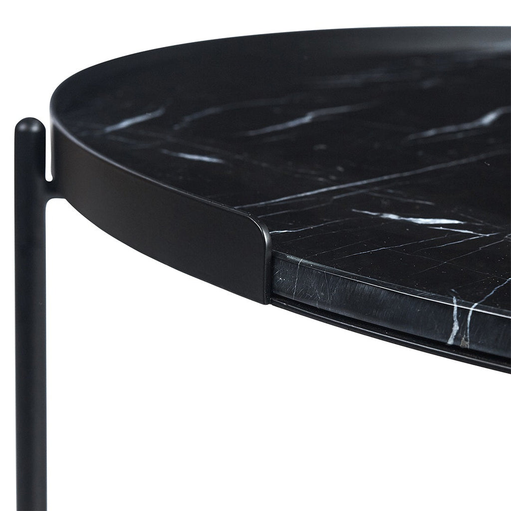 Vault Black Coffee Table - Marble Top