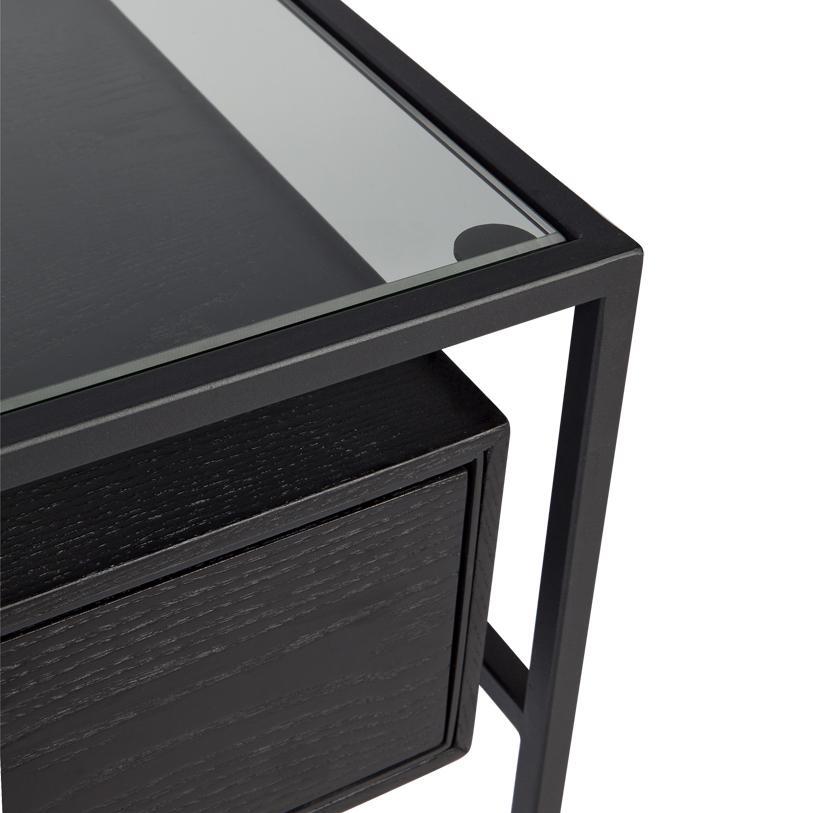 Vogue Luxury Bedside Table - Black | Black & Gold Bedside Table 